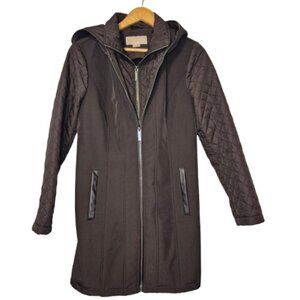 Michael Kors Black Longline Scuba Jacket with Quilted Sleeves and Insert Size S